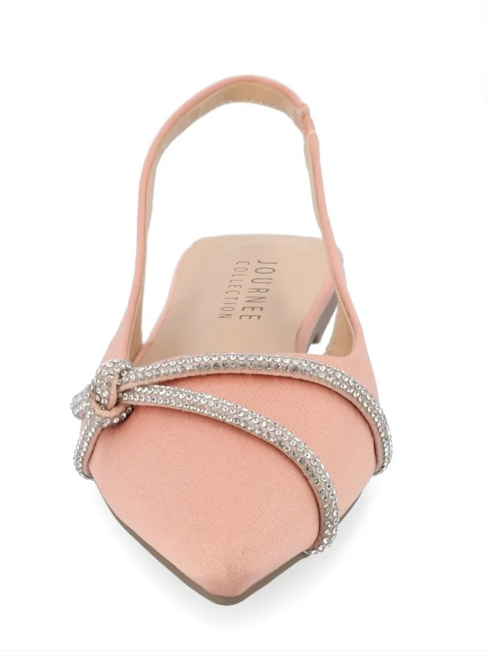 JOURNEE COLLECTION -NEW IN BOX- ROSE & CRYSTAL SATIN POINTED TOE FLATS sz 9